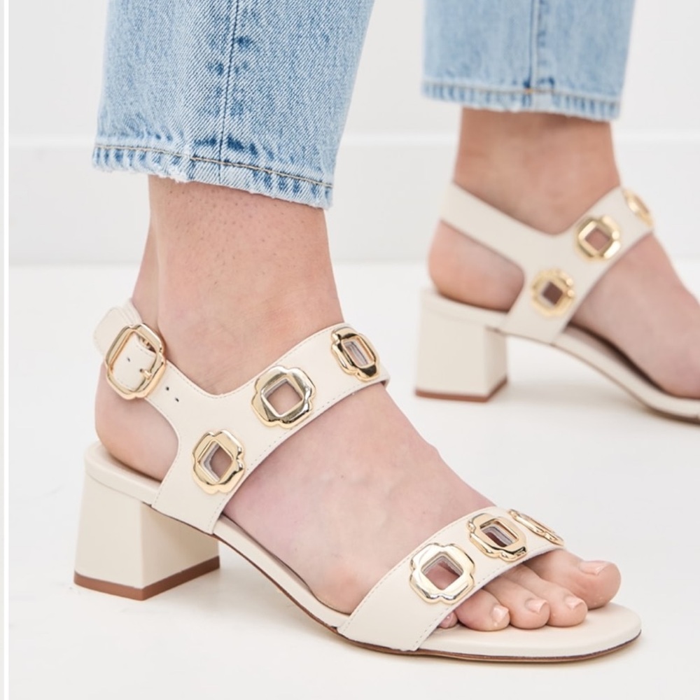 Larroude Milan Sandal in Ivory Leather - Picture 2 of 9